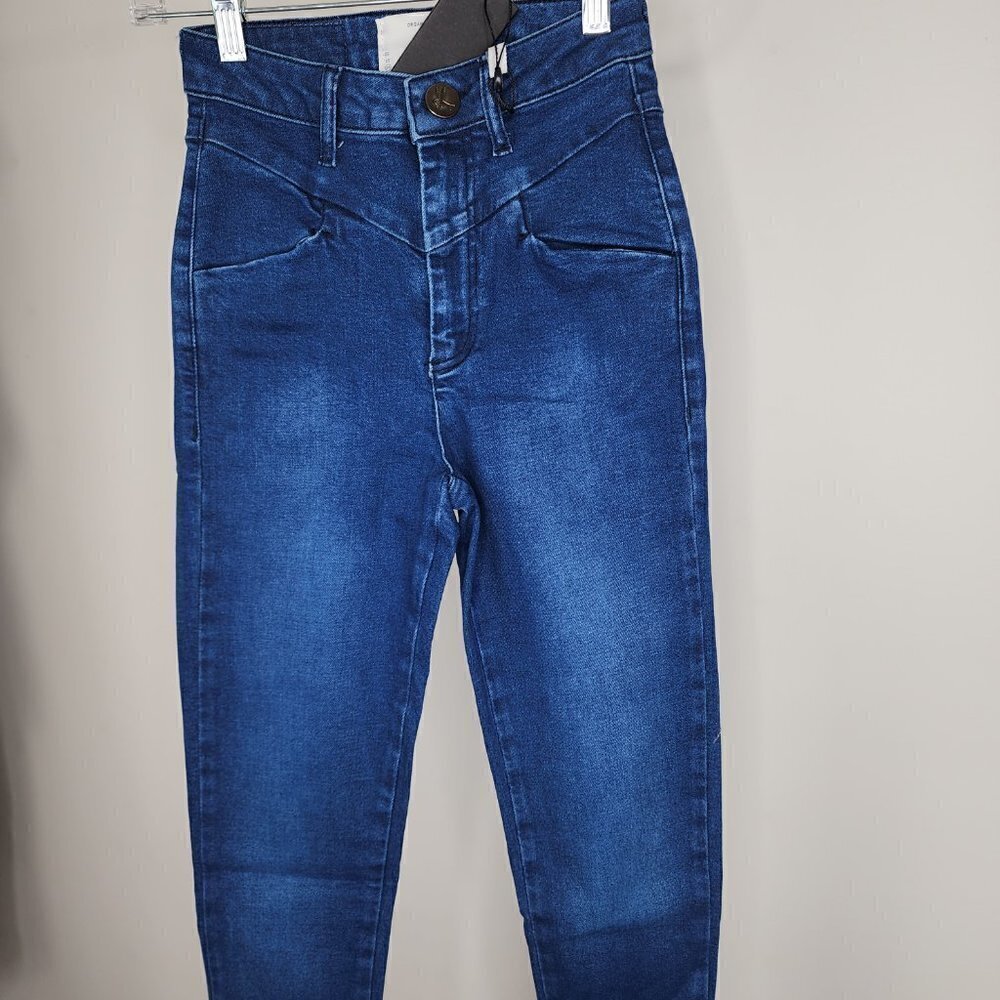 NWT One Teaspoon Preachers High Waist Organic Cotton Snap Cuff Jean Indigo Sz 24 - Picture 7 of 15